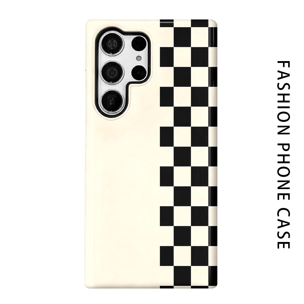 Phone Cases Galaxy S26 - Czarne białe etui w kratkę na