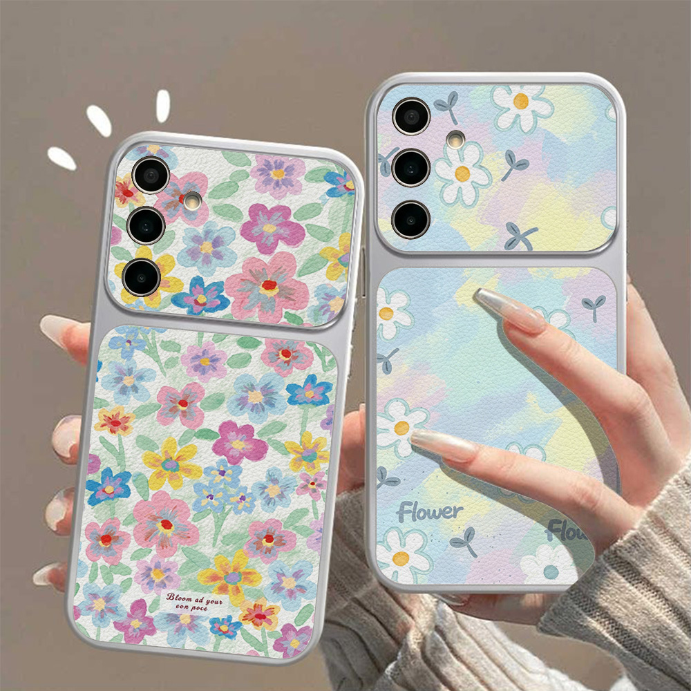 Phone Cases For Samsung - Kolorowe, kwiatowe skórzane etui na telefon